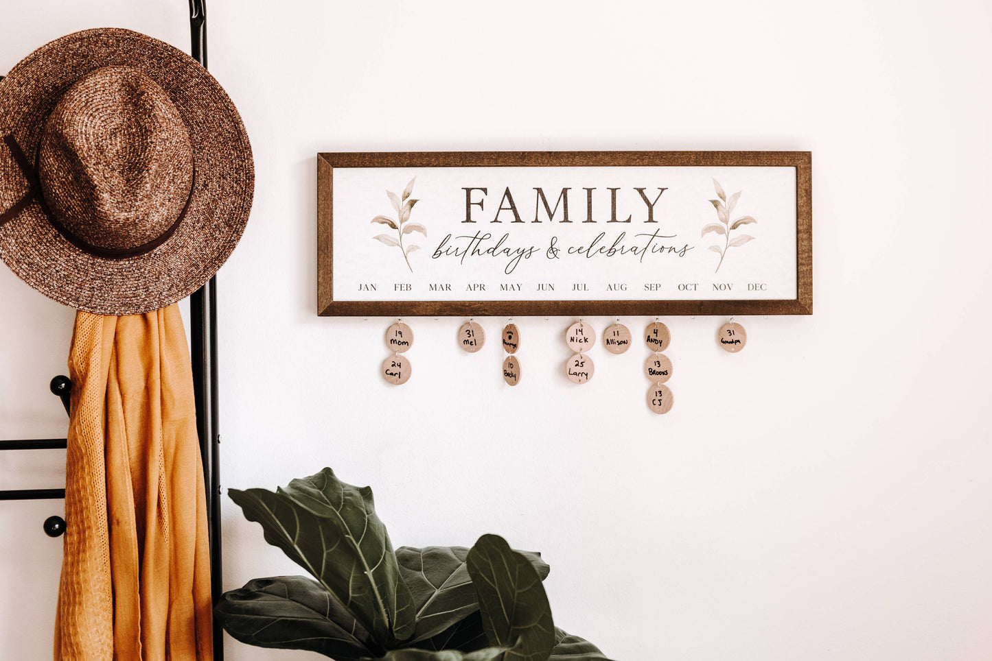 Perpetual Birthday Calendar - White with Branch