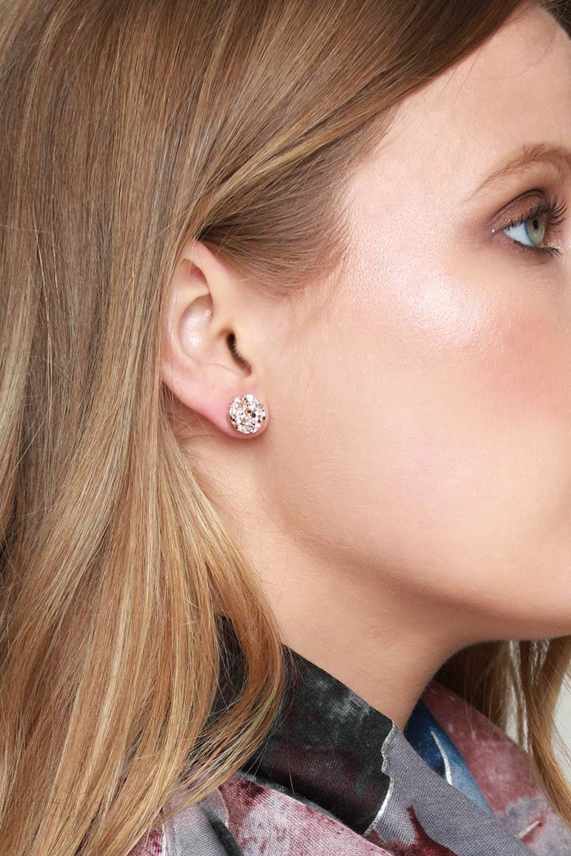 Gold - Round Drusy Post Earrings