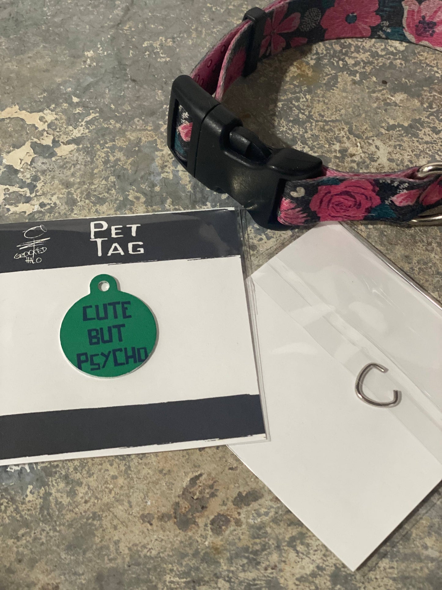 Crooked Halo - "Cute but Psycho" Metal Pet Tag