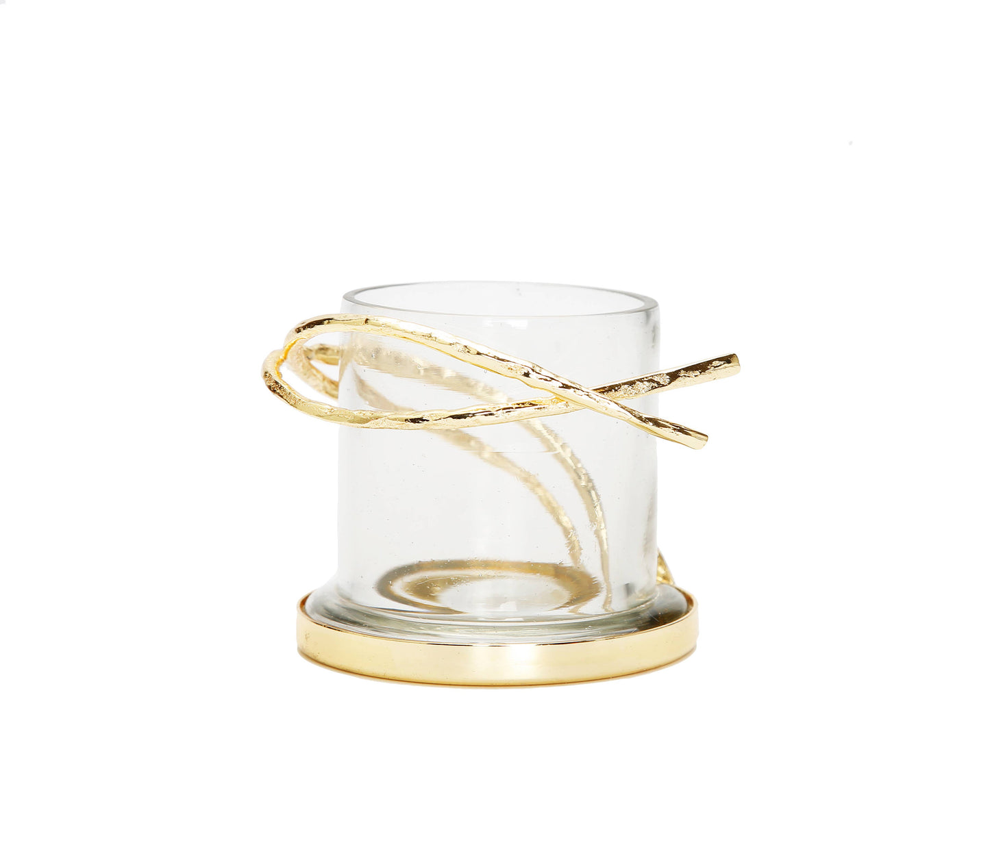 Glass Dome Holder with Gold Twig Design
