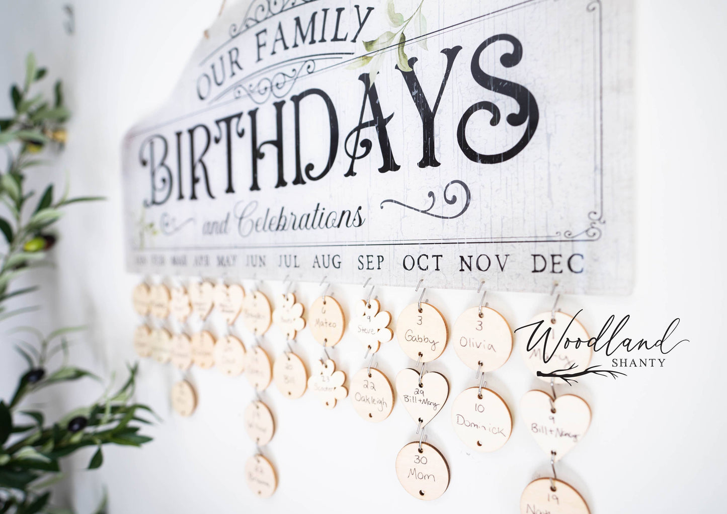 Woodland Shanty - Family Birthday Calendar, Perpetual Birthday Calendar Board