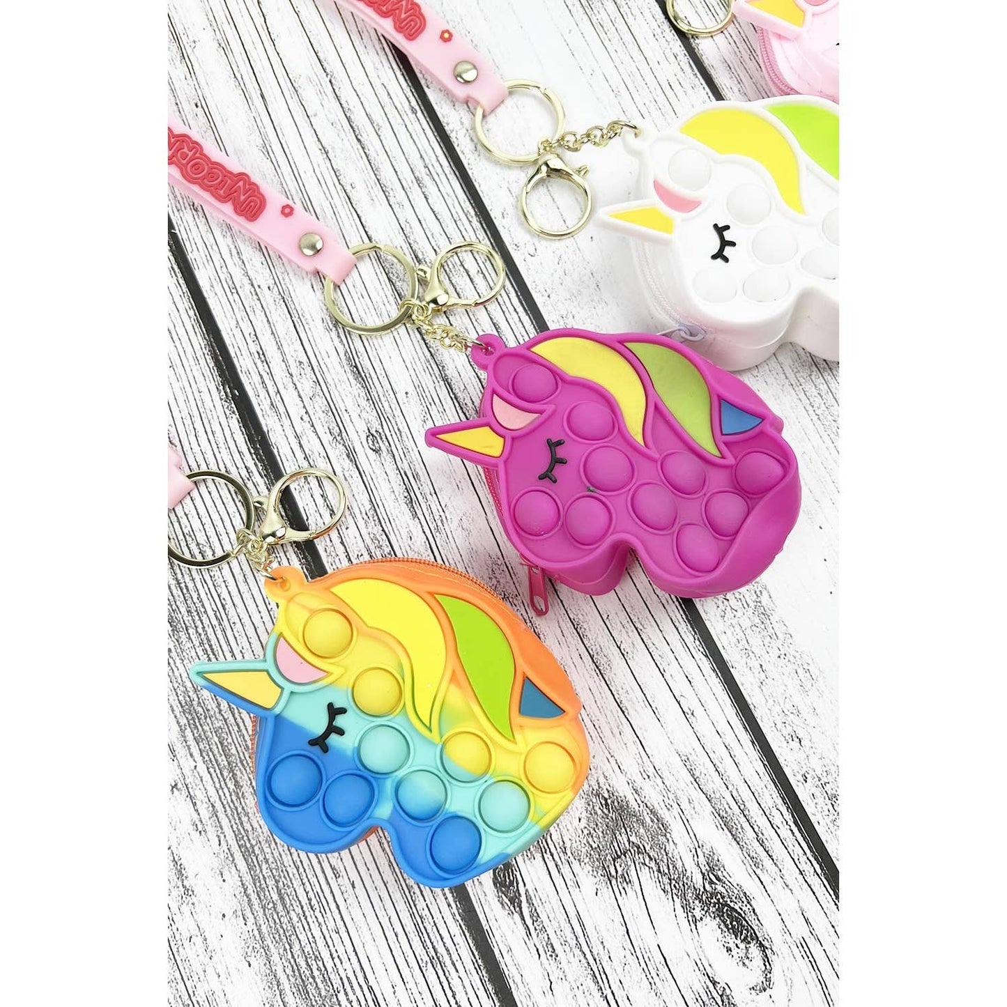 Unicorn Pop-it Fidget Toy, Mini Purse and Keychain all-in-one