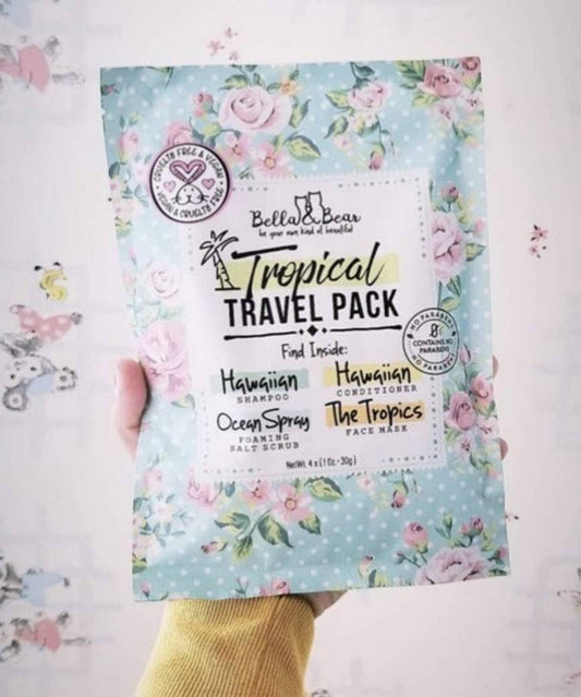 Tropical Travel Pack - Shampoo, Conditioner, Body Scrub & Face Mask Set