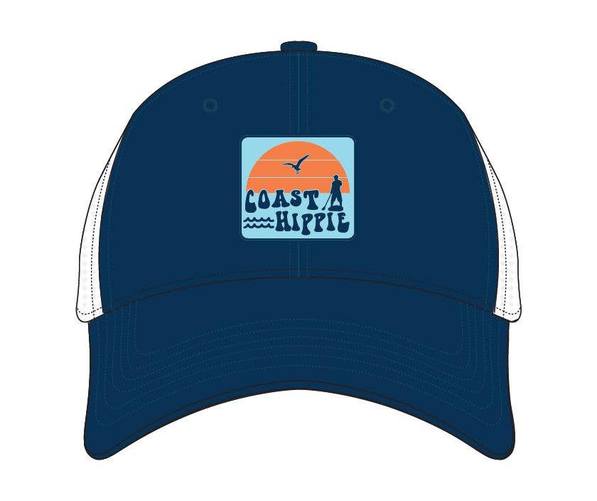 Coast Hippie - Sunset Paddle - Structured Trucker Hat - Navy/White