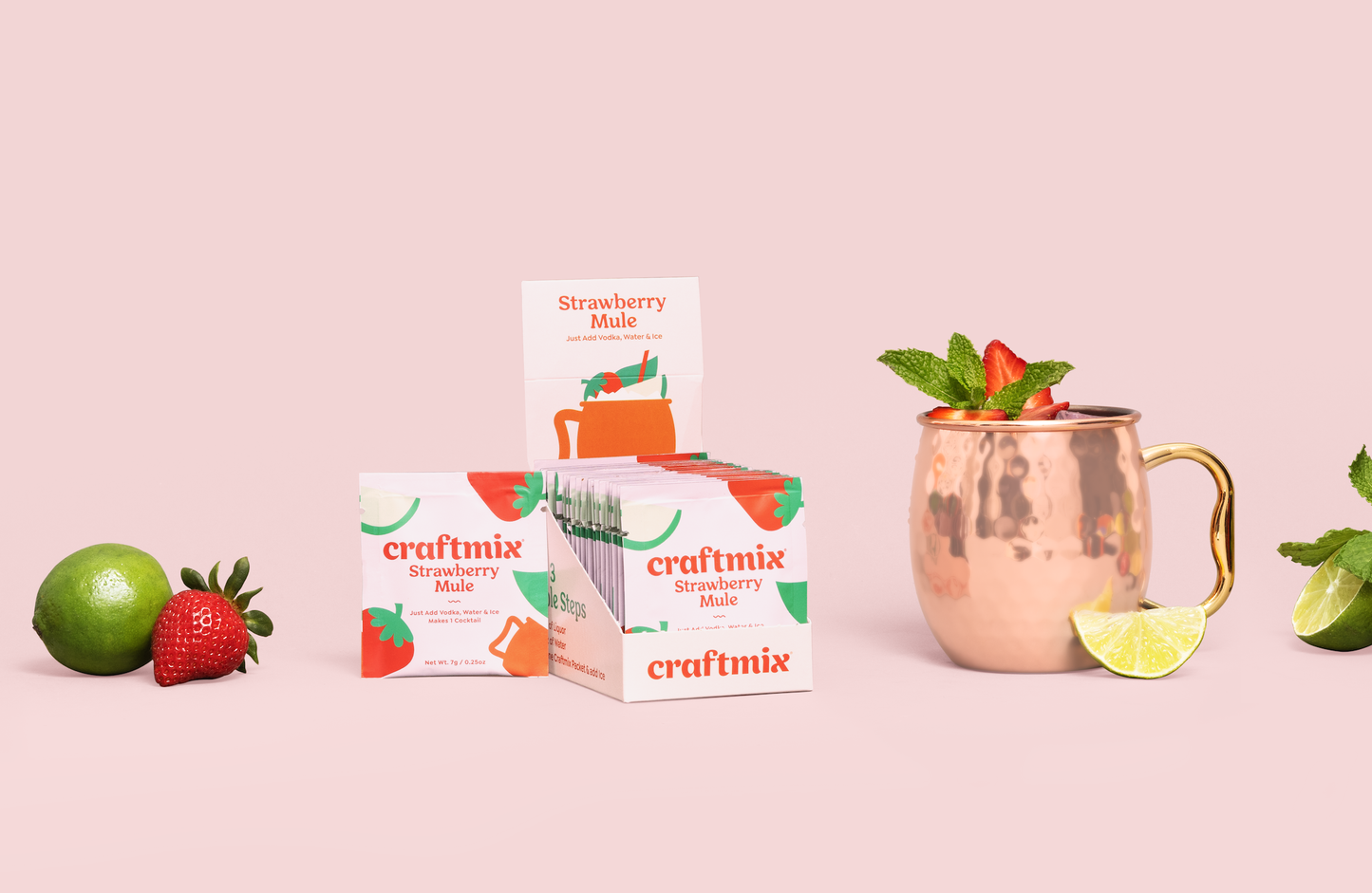 Craftmix - Strawberry Mule Cocktail / Mocktail Mixer - Single Packets