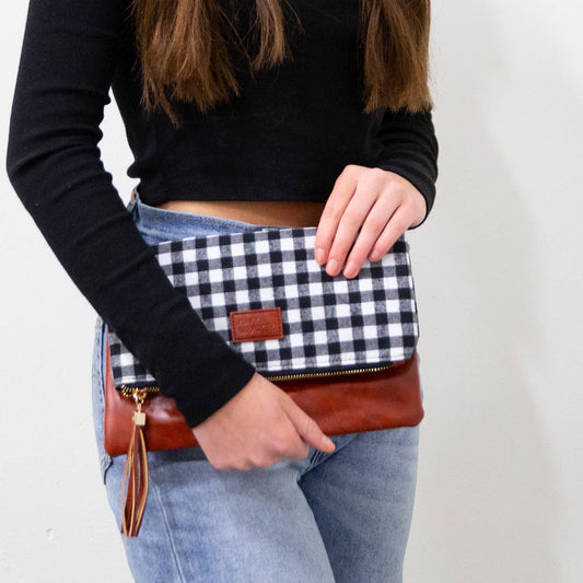 Fold over Buffalo/Brown Clutch
