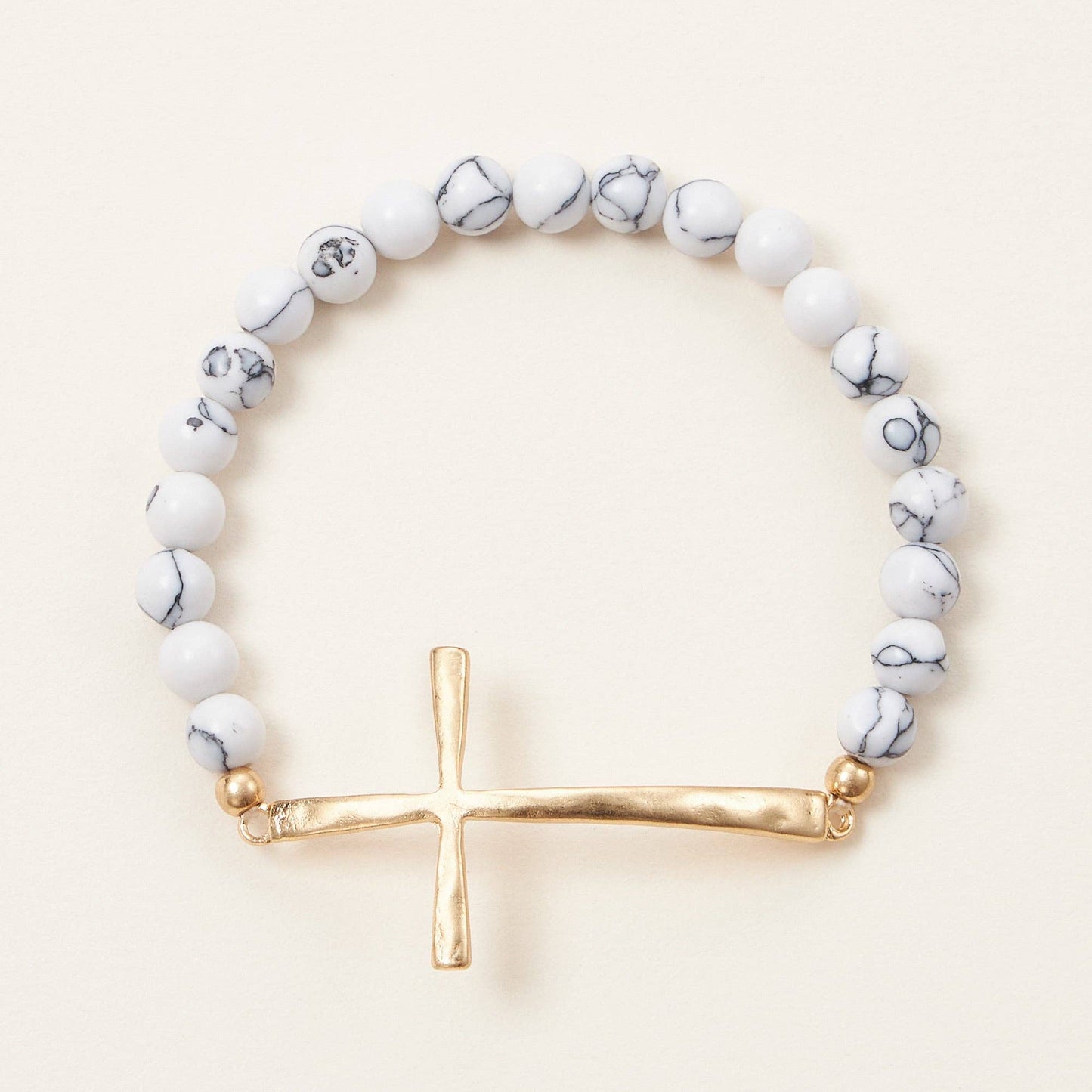 Metal Cross Pendant Natural Stone Bracelet