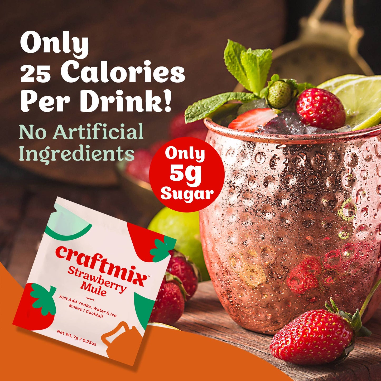 Craftmix - Strawberry Mule Cocktail / Mocktail Mixer - Single Packets