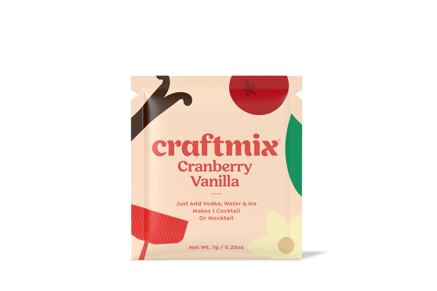 Craftmix - Cranberry Vanilla Cocktail / Mocktail Mixer - Single Packets