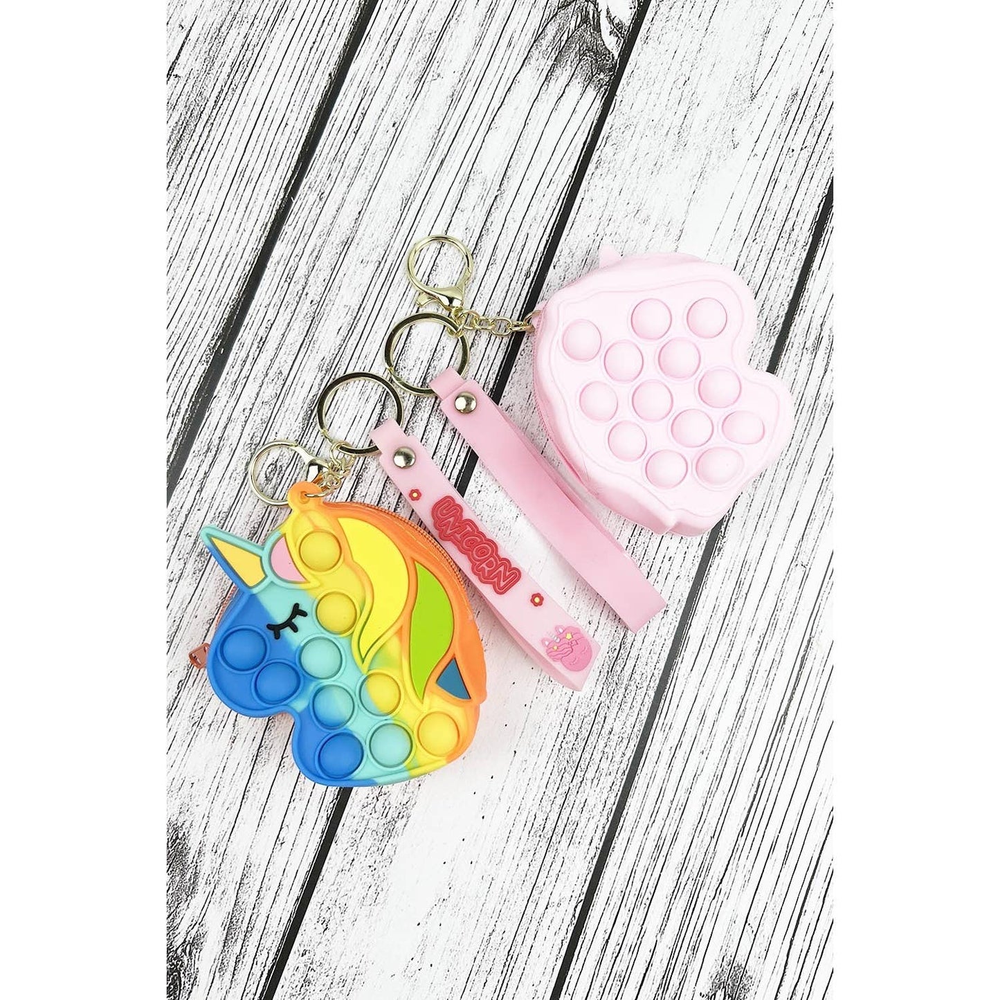 Unicorn Pop-it Fidget Toy, Mini Purse and Keychain all-in-one