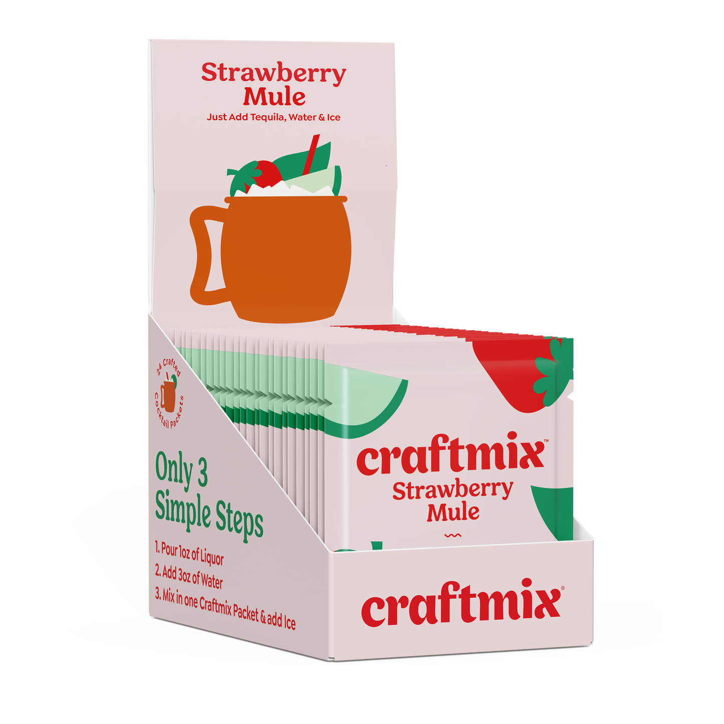 Craftmix - Strawberry Mule Cocktail / Mocktail Mixer - Single Packets