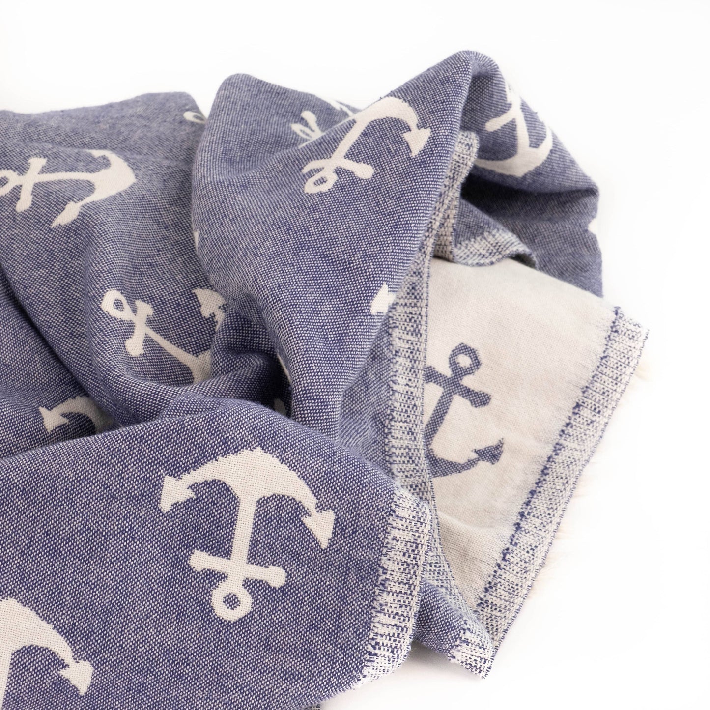 Turkish Beach Towel - Navy and White Anchors