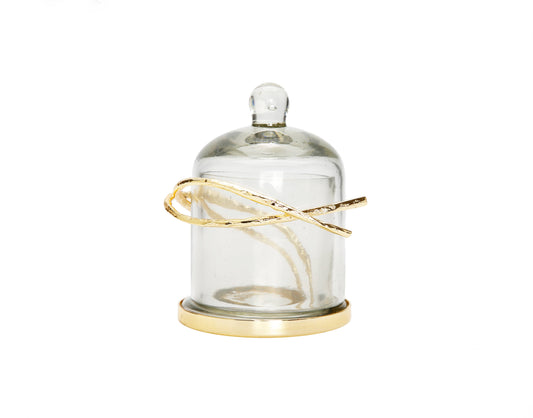 Glass Dome Holder with Gold Twig Design