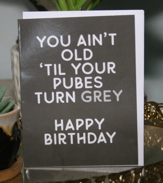 Crooked Halo - Pubes Grey Greeting Card