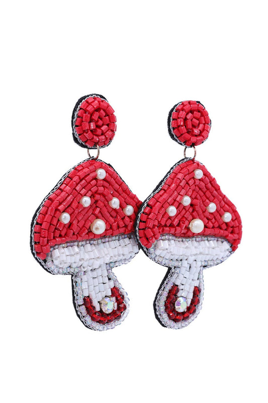 Mushroom Bead Drop Earrings