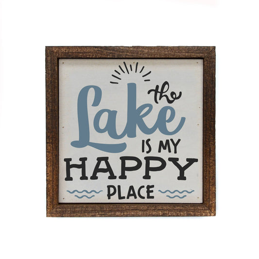 Driftless Studios - 6x6 The Lake Is My Happy Place Wood Box Signs