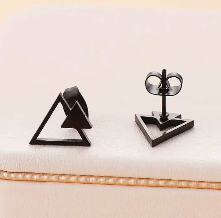 Earrings - Black Triangle Studs