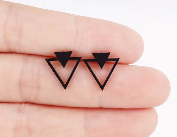 Earrings - Black Triangle Studs