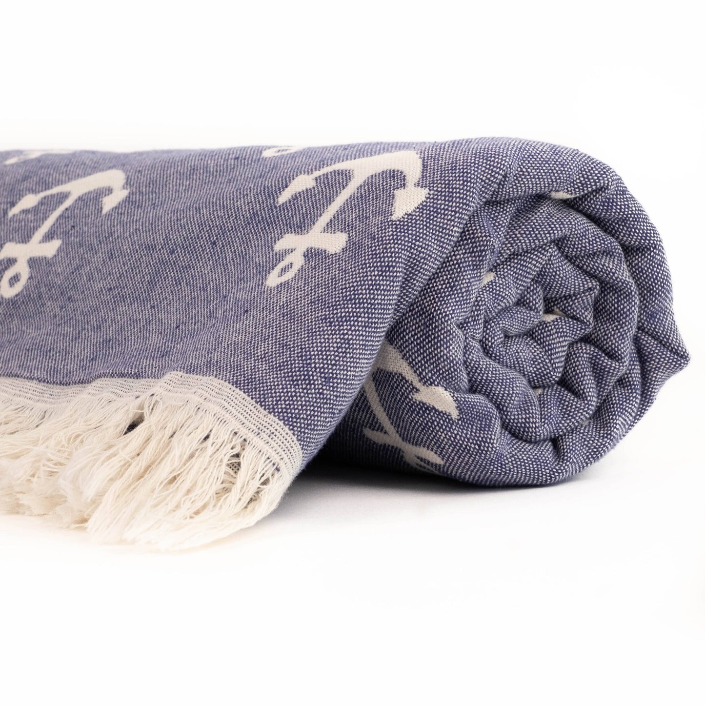 Turkish Beach Towel - Navy and White Anchors