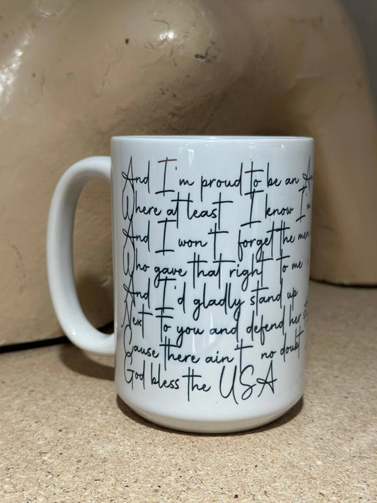 Crooked Halo - God Bless the USA Lyric 15oz Ceramic Coffee Mug