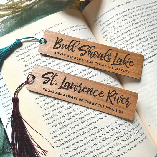 The Lillie Pad - Custom Lake River Mountain Name Engraved Wood Bookmark