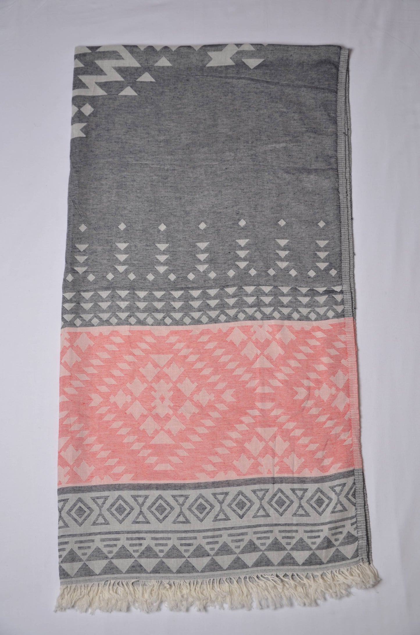 Cotton Turkish Towels - Bath & Beach Towel - Aztec - Gray-Red