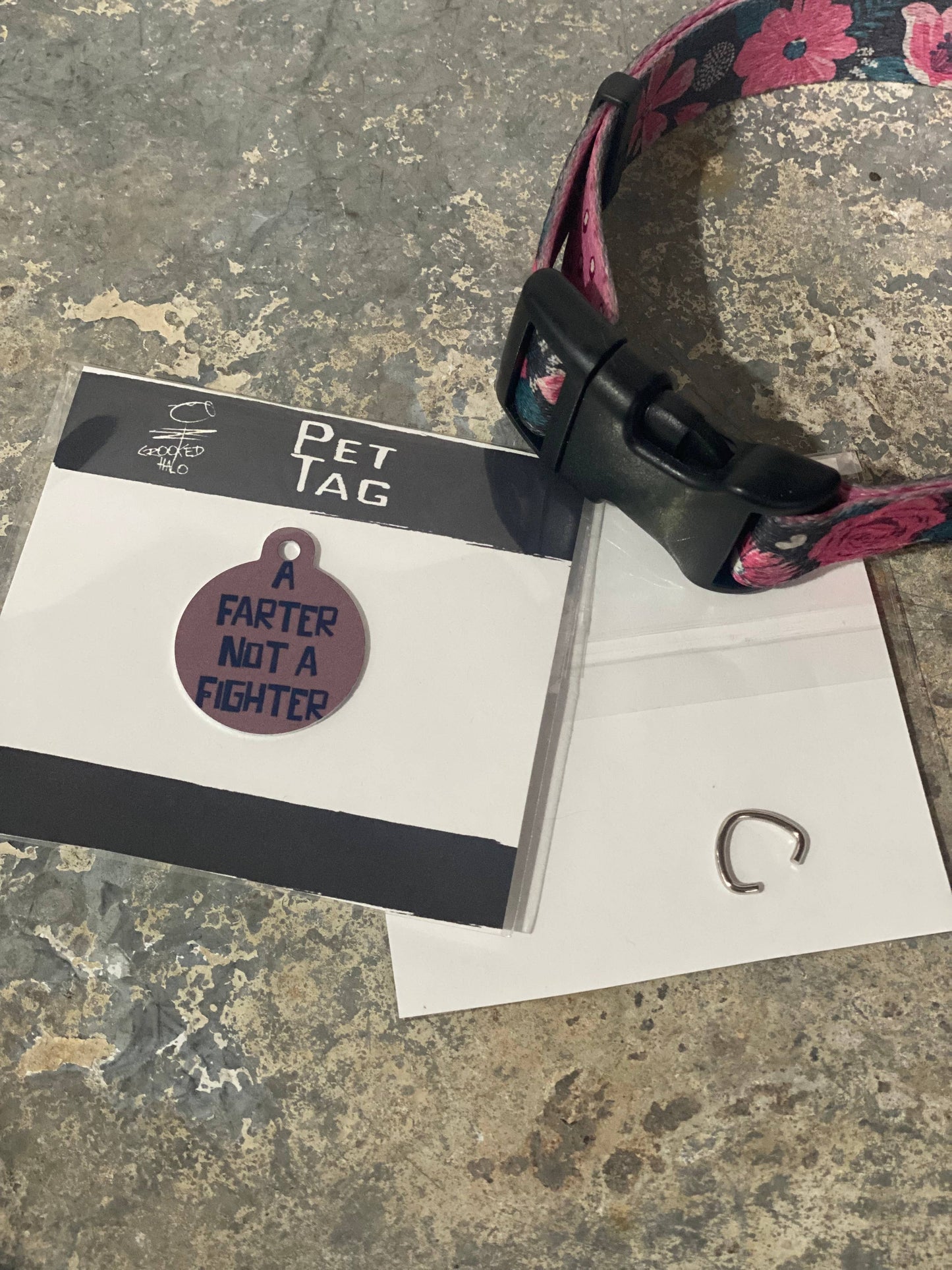 Crooked Halo - "Farter not Fighter" Metal Pet Tag