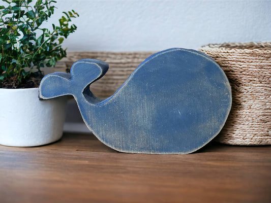 Whale Shelf Sitter - Primitive Wood