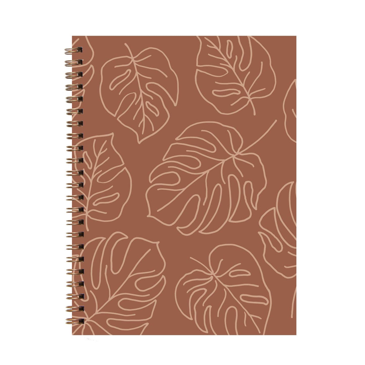 Leafy Spiral Journal Notebook - Brick