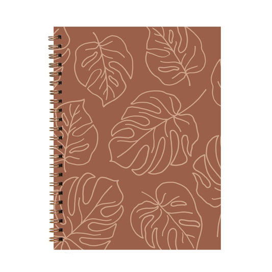 Leafy Spiral Journal Notebook - Brick