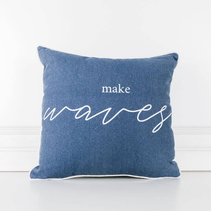 MAKE WAVES Coastal Throw Pillow - 14x14 pillow