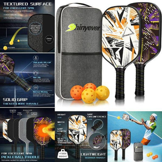 Pickleball Set - 2 Paddle, 4 Balls and Padded Carrying Case