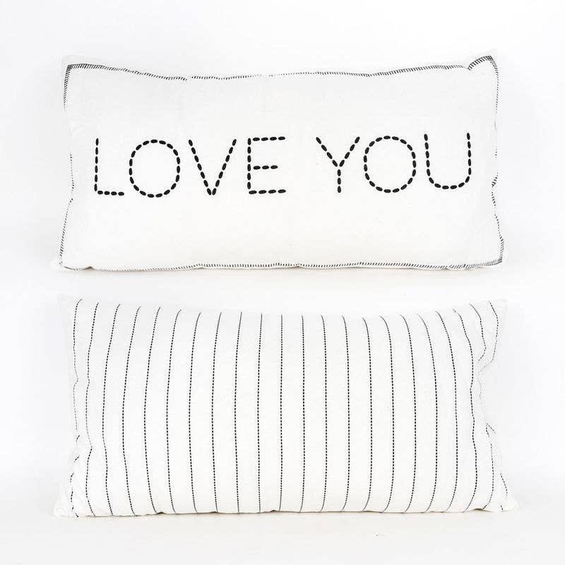 LOVE YOU Linen Throw Pillow - 24x12