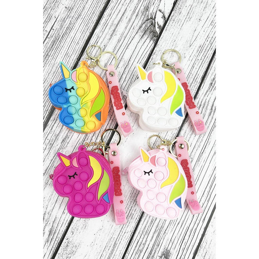 Unicorn Pop-it Fidget Toy, Mini Purse and Keychain all-in-one