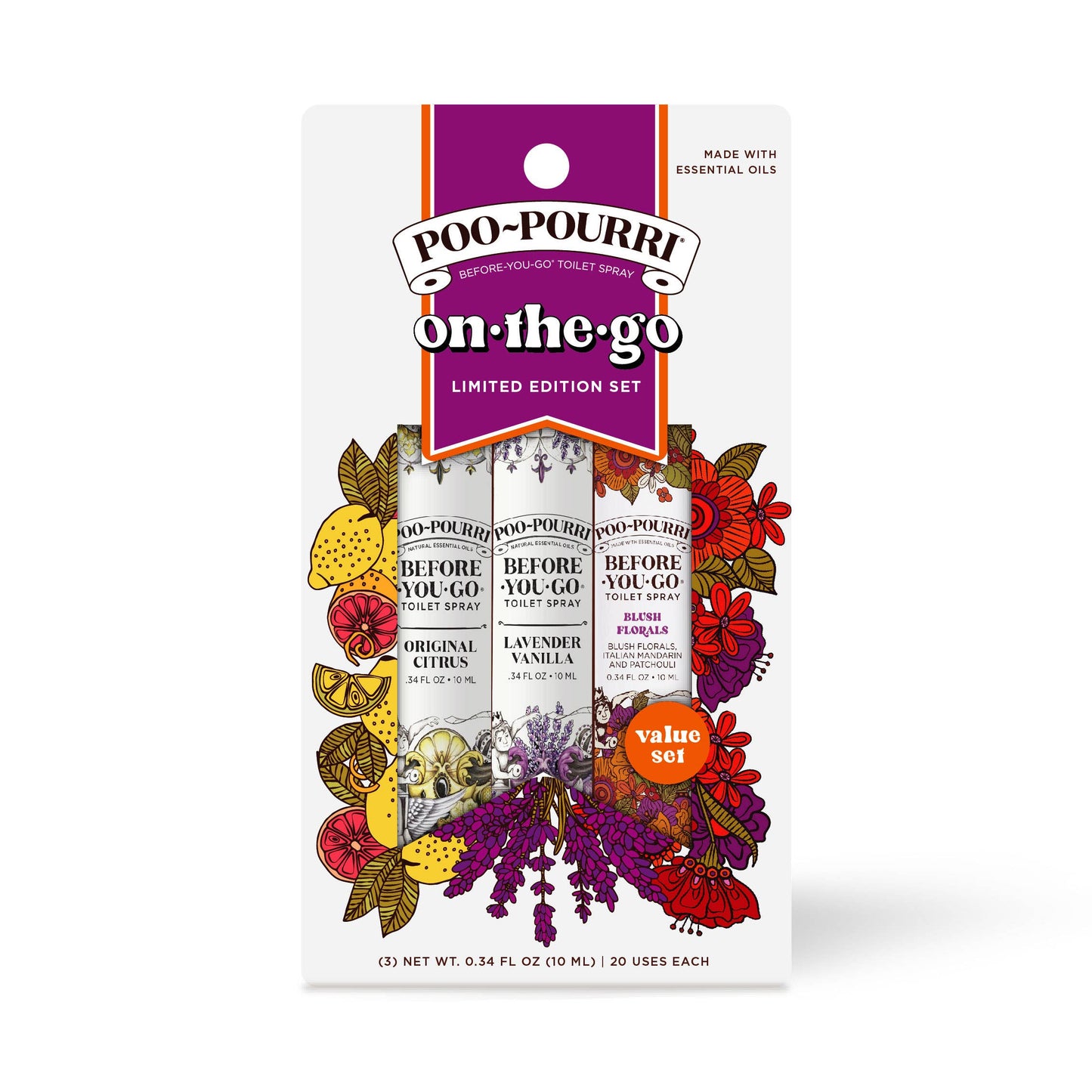 Poo~Pourri Spring On-The-Go 10mL Set - Travel Size 3 pack